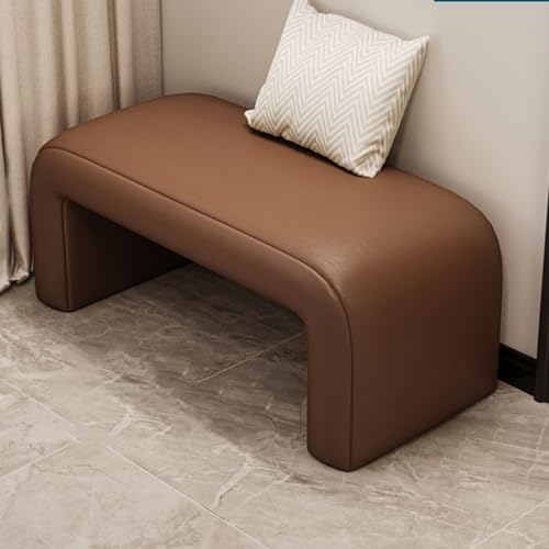 Banc d'entrée en bois marron 120 cm avec assise rembourrée et rangement chaussure