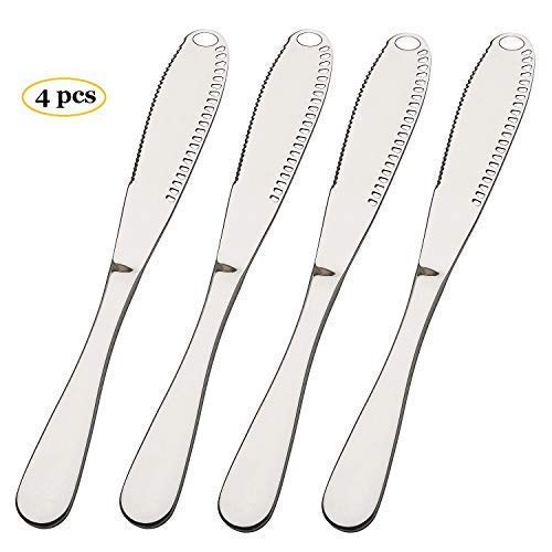 Choary 4 pack Multi-function Stainless Steel Butter Knife with a Serrated Edge, Shredding