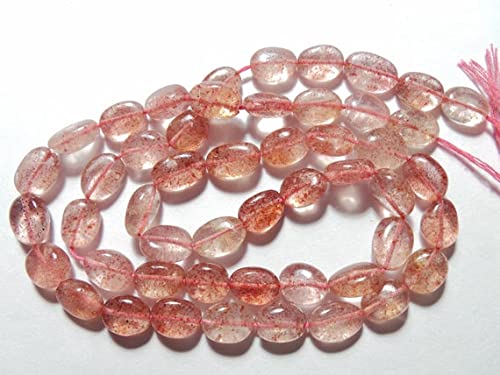 LKBEADSNatural Strawberry Quartz 8x6-9x5 MM Smooth Plain Nuggets Shape 16 Inch Necklace
