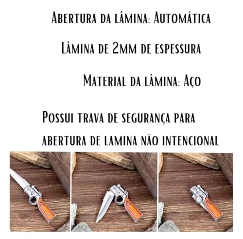 Canivete Tático Retrátil Luatek com LED para Pesca e Camping