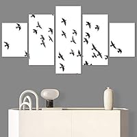 SIGNWIN 5 Panel Canvas Wall Art Birds Butterfly Closeup Colorful Contemporary Home Office Modern Art Multicolor Photography for Home Decorations Ready to Hang - 60