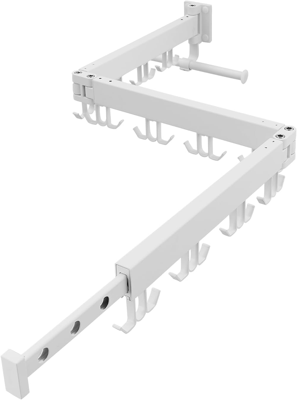 JOOM Clothes Drying Rack Wall Mounted,Folding Clothes Drying Rack,Retractable,Collapsible(Tri-Fold,Upgrade Hook),Wall Mounted Drying Rack for Laundry Balcony Bathroom (White) JOOM Clothes Drying Rack Wall Mounted,Folding Clothes Drying Rack,Retractable,Collapsible(Tri-Fold,Upgrade Hook),Wall Mounted Drying Rack for Laundry Balcony Bathroom (White)