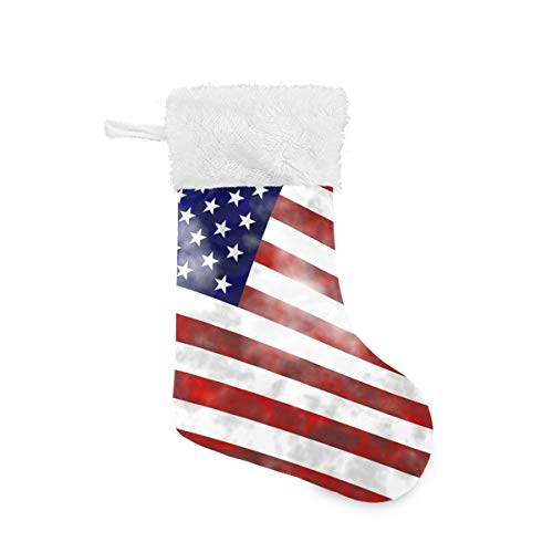 FANTAZIO Calcetines de Navidad esponjosos con la bandera de Grunge, 1/2 pares de calcetines térmicos acogedores para niños, 1, Altoa única