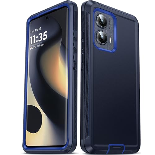 Coque Motorola Edge 2024 LeYi robuste 3 en 1 antichoc bleu pour portable Android 6.6 pouces