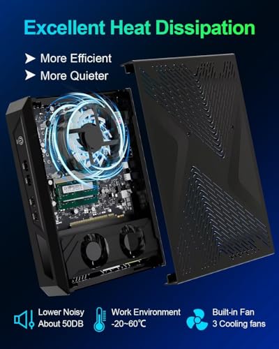 Image of WEIDIAN Gaming Mini PC RTX3050 Core i5-12450H(8C /12T, bis zu 4,4GHz), 64GB RAM 512GB NVME SSD 1TB HDD, Win 11 Pro Micro Desktop Computer 8K 2*DP 2*HD 8*USB WiFi6&BT5.2 for Game Business Office