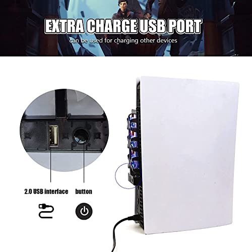 Image of TCOS TECH PS5 Cooling Fan External USB Cooler with LED Light PS5 Console Cooling Fan with Extra USB Port for Sony Playstation 5 Digital Edition /Ultra HD Console