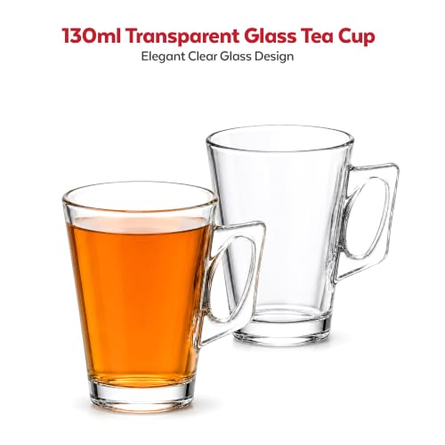 Image of QNQ Transparent Tea and Coffee Cup, Glass Cups, Clear Tea Cups Glass, (130ml, Set of 6)