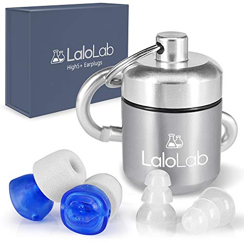 High Fidelity Ear Plugs with Cord  Hear Sounds Without Noise  Control The Volume - Optimal Fit with Changeable Ear Tips - Ideal for Concerts, Musicians, DJ, Clubs, Workers - Blue Filter & Gray Case