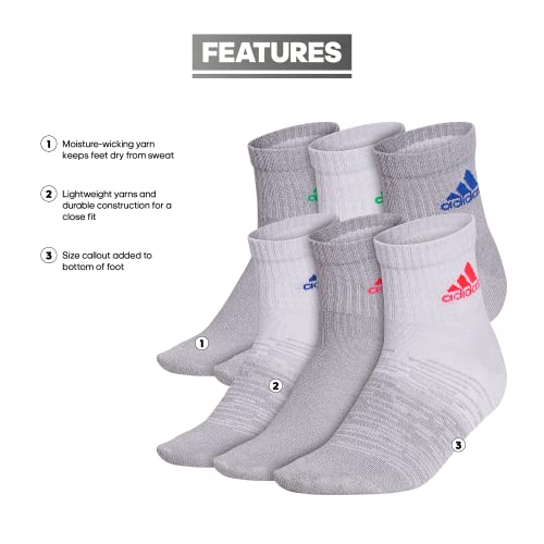 Image of adidas Unisex Kids Quarter Ankle Socks for Boys and Girls Youth (6-pack) Superlite Breathable and Lightweight Discontinued