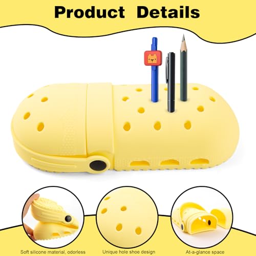 Image of elephtree Funny Shoes Shaped Silicone Pencil Holder for Teacher Appreciation Gifts Adult Pencil Storage Organizer Cute Desktop Pen case Creative Stationery Storage for Office Classroom Home (Yellow)