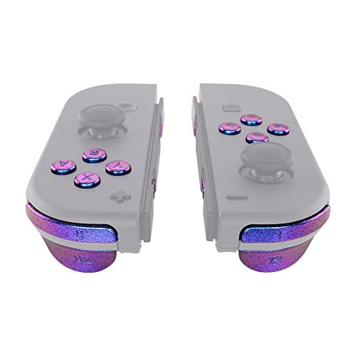eXtremeRate DIY Full Set Buttons for Nintendo Switch & Switch OLED, Replacement Buttons for JoyCon, ABXY Direction Keys SR SL L R ZR ZL + - Home Capture Trigger Buttons Springs - Chameleon Purple Blue
