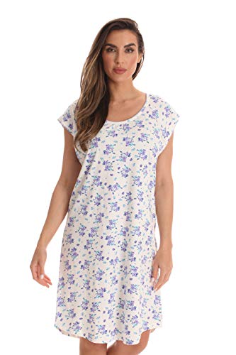 Dreamcrest 100% Cotton Cap Sleeve Nightgown for Women 6779-10416-PUR-3X Purple