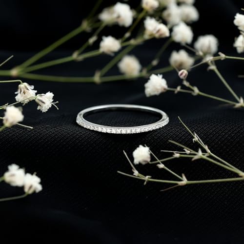 Natural Diamond Half Eternity Ring, Hi-Si Quality, Certified Diamond Stackable Wedding Band (Ideal For Gift)2