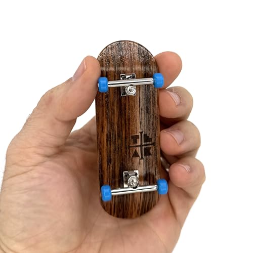Image of Prolific Complete Fingerboard with Upgraded Components - Pro Board Shape and Size, Pro Wheels, Trucks, and Locknuts - 34mm x 97mm Handmade Wooden Board - Blue Suede Shoes Edition