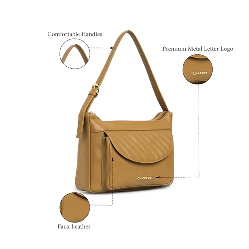 Image of Caprese Jessica Hobo Medium Bag for Women Shoulder Bag with Adjustable Strap|Back Zip|Trendy New Shape, Spacious Design, Ideal for Office, Daily Use, and Travel