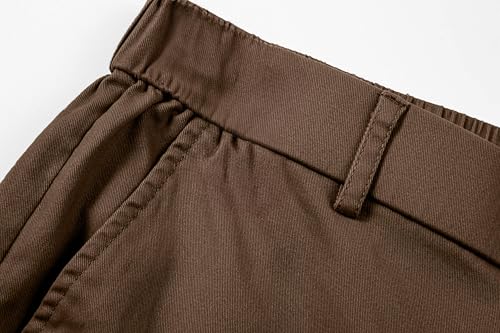 JMIERR Stretch Chino Hosen Herren für Business & Freizeit Bequeme Cargohose Männer Baumwolle Hosen Männer Stoffhose Braun, XL