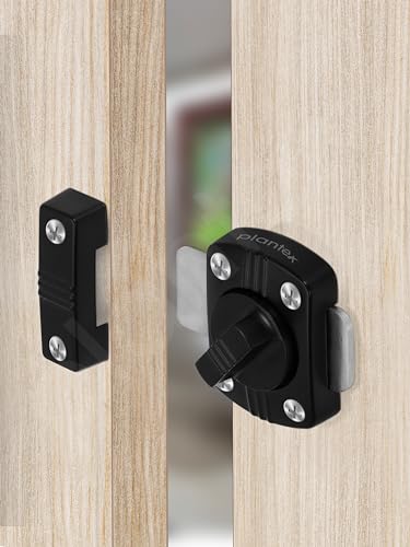 Image of Plantex Door Latch Lock for Door / /Heavy Duty Zinc Baby Latch for Bathroom /Door Stopper /Latch Lock for Main Door /Baby Latch -Pack of 1 (Black)