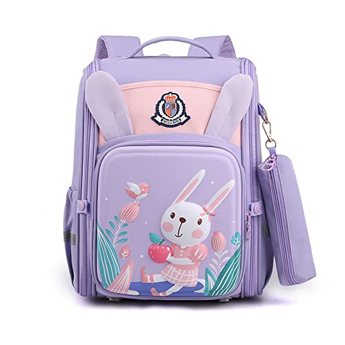 Carino Zainetti per bambini Cartelle per la scuola Riflettente Zaino Scuola Casual Ragazze Ragazzi Zainetto per 1-6 classi bambino Studenti Viaggiare Zaini con Astuccio Viola
