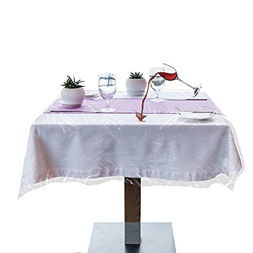 LAMINET Clear Plastic Tablecloth Protector Cover – Heavy-Duty Deluxe Vinyl Table Cover – 54" Square – Crystal Clear, Easy Clean.