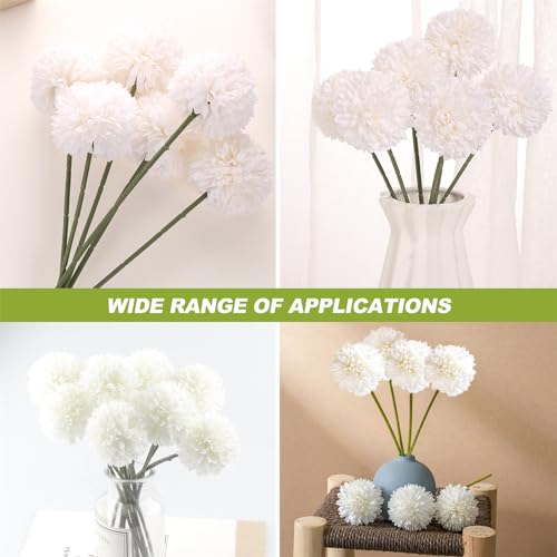 Artificial Chrysanthemum Flowers, 6pcs Artificial Fake Flowers White Silk Faux Flower Bouquet Arrangements for Table Decor Indoor Vase image 6