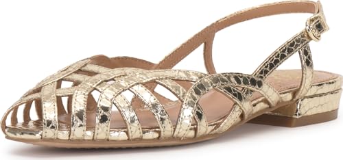 Vince Camuto Women's Stiorra Strappy Flat Sandals, Gold, 6.5 Medium by Vince Camuto - Used condition - US$37.88