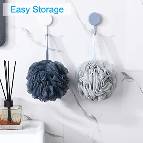 AmazerBath Shower Bath Sponge Shower Loofahs Balls 75g/PCS for Body Wash Bathroom Men Women- Set of 4 Grey Blue-Pink-Grey-White Sponges