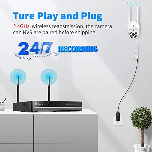 【2K,Pan/Tilt/Zoom】 Hiseeu Ai Human Detection Wireless Security Camera System,Two Way Audio, Color Night Vision,Mobile&Pc Remote,Outdoor Ip66 Waterproof, 7/24/Motion Record,Motion Alert…… #TOP1