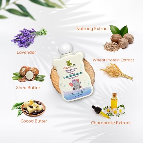 Image of ShuShu Babies Natural Calming Lavender Baby Wash & Shampoo-400ml | Baby Head to Toe Wash | Suitable for Newborn Sensitive Skin | Gentle, Tear-Free, Mild & Hypoallergenic Formula
