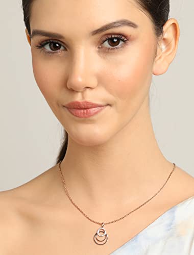 Image of Clara 925 Sterling Silver Irina Pendant Earring Chain Jewellery Set | Rose Gold Rhodium Plated, Swiss Zirconia | Gift for Women & Girls