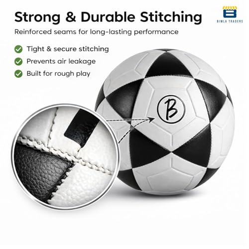 Image of Btag Football with Pump | Rubber Moulded Training & Match Ball | Suitable for All Age Groups | Outdoor Waterproof | for Ground, Grass & Turf (Black)