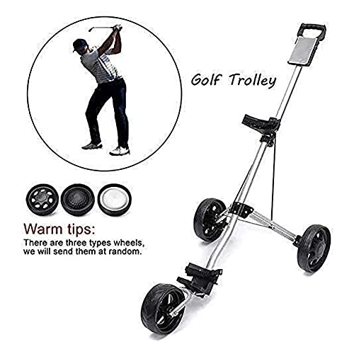 Golftrolley Golfduwkarren Golfkar met 3 wielen, lichtgewicht opvouwbare golfkar, met verstelbare duwbeugel, voetrem… - Afbeelding 5