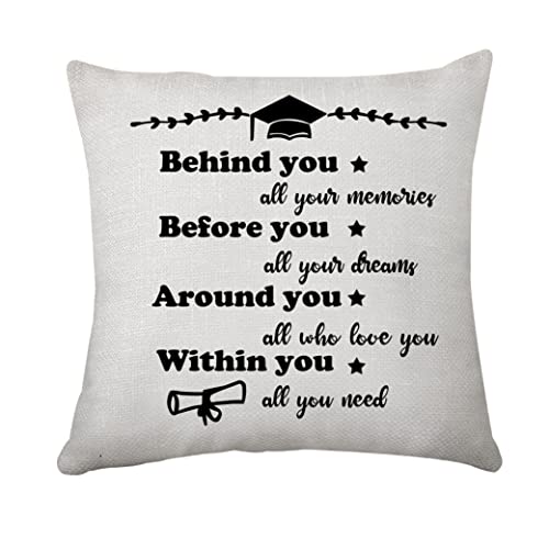 Hasodeo Graduation Gifts of Behind You All Your Memories Inspirational Pillowcase for High School College Graduation Gifts for Women Teen Girls Cushion Covers for Home Sofa Decor (Behind You)