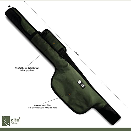 Zite Fishing Einzel-Futteral Rutentasche – Rutenfutteral Spinnrute 130cm Gepolstert – Rod Sleeve Bag Angeltasche – Bild 3