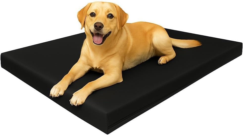 PARADISE STAR Dog Bed Waterproof & Washable Large Dog Pillow Bed 70x95x5cm With Removable Zip Cover Anti-Slip Soft Bonded Fibre Fill Pet Beds & Mattress Mat For Dogs Crate (Black)