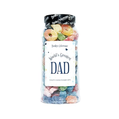 Worlds Greatest Dad Sweet Jar - Fathers Day Sweets - Birthday & Christmas Original Retro Pick n Mix 600g By Bentley & Ackerman Sweet Shop.