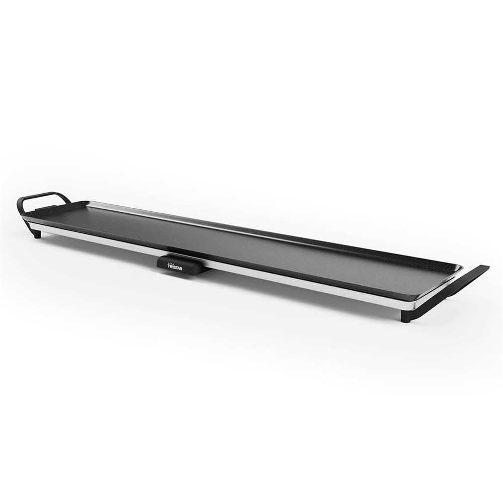 Tristar Griglia da tavolo slim XXL - superficie extra grande di 100 x 22 cm - Termostato regolabile - Rivestimento antiaderente - Vaschetta raccogli grasso removibile - Facile da pulire - BP-2669
