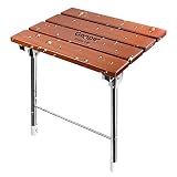 Teak Folding Shower Seat Wall Mounted with Legs,Fold Down Shower Bench for Small Shower Space, Home