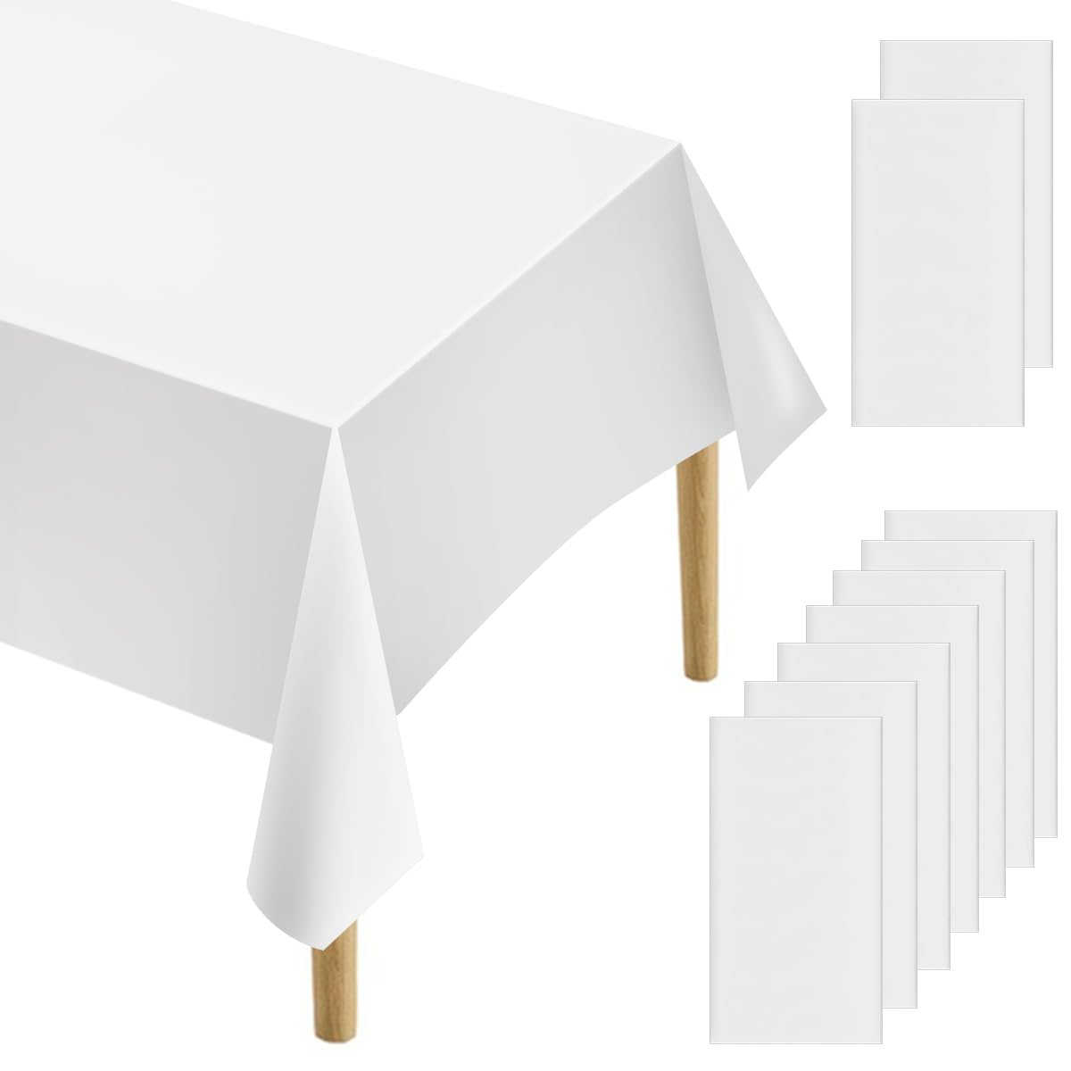 WEFHEF 10 Stück Tischdecken Weiß 183 x 137 cm Rechteckig Tischdecke Wasserdicht Tischtuch Tischabdeckung Gartentischdecke Geburtstag für Hochzeit, Kindergeburtstag, Weihnachten Küche, Haushalt & Wohnen