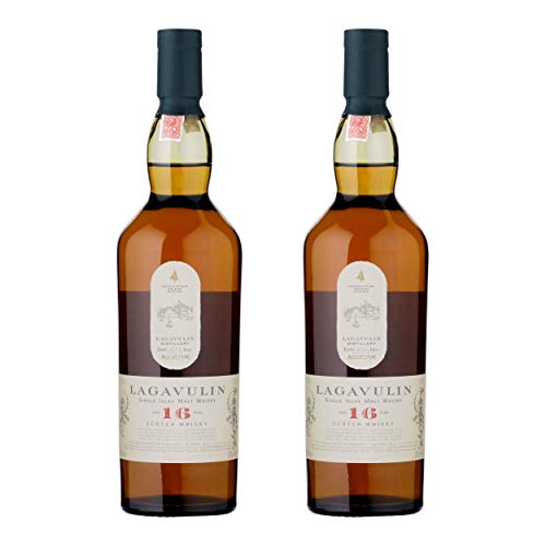 Lagavulin 581364 16 Years/Years, Pack of 2, Single Malt, Whisky, Scotch, Alcohol, Alocohol, Bottle, 43%, 200 ml