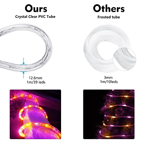 Brizlabs Orange & Purple Rope Lights, 18Ft 216 Led Halloween Rope Lights, Clear Rope String Lights Waterproof, Outdoor Tube Lights Halloween Lighting For Indoor Outside Halloween Party Patio Decor #TOP5