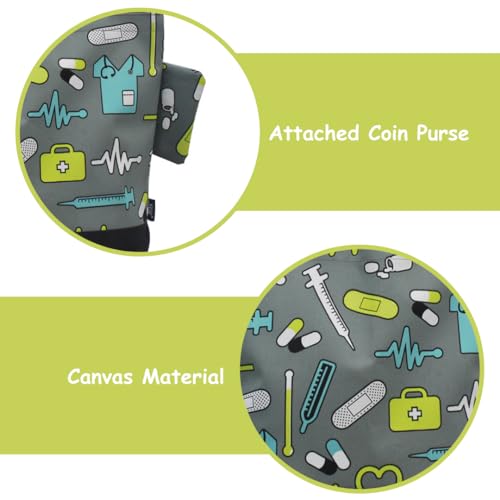 Image of NGIL Medium Top Zipper Closure Canvas Tote Bag with Attached Matching Coin Purse For Moms and Nurses