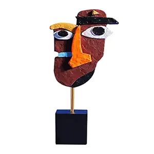 SXSZZXL Abstract Art Decor Weird Resin Sculpture Modern Quirky Statues Indoor Colorful Unique Decorations for Home African Art Tribal Funky Face Decor Gift