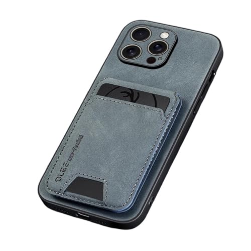 Étui de téléphone avec porte-carte iPhone 16 Pro Max cuir bleu pour voyager léger