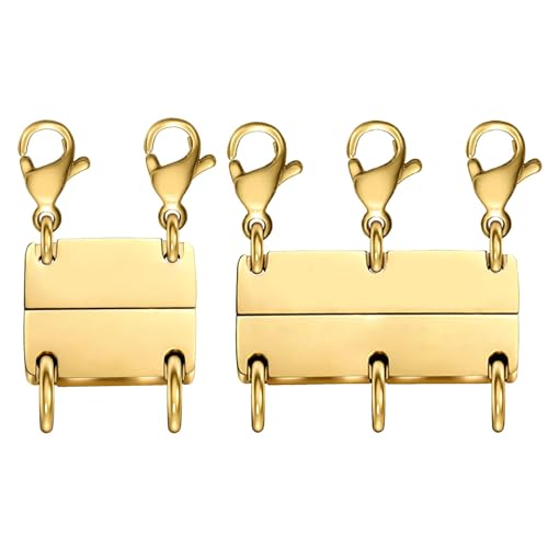 OHINGLT Layered Necklace Clasp Magnetic 18K Gold and Silver Necklace Separator for Layering, Multiple Necklace Clasps and Closures for Women