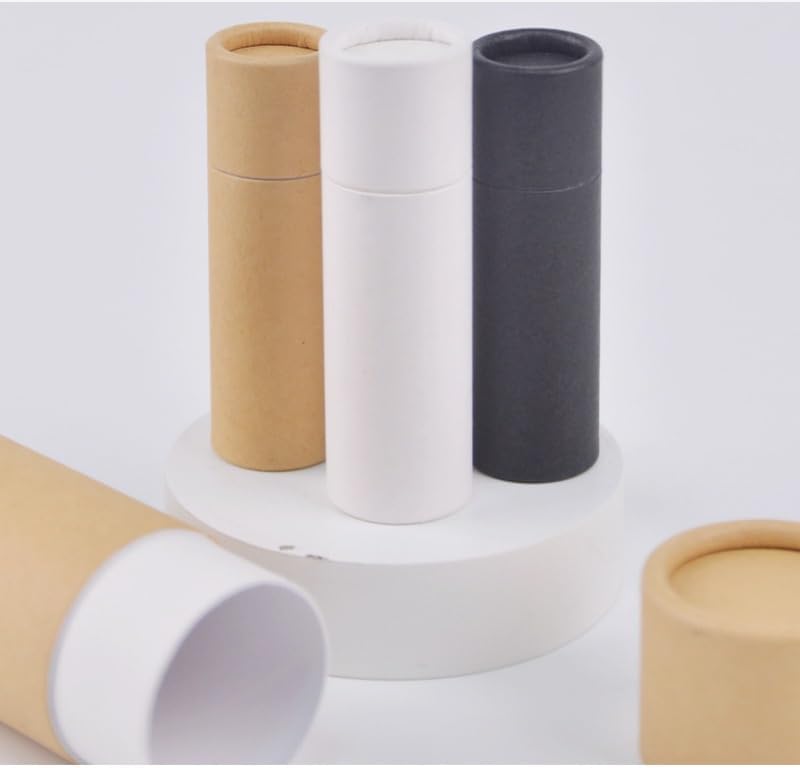 50pcs Kraft Paper Push Up Tubes Cardboard Cosmetic Cylindrical Packaging(White,0.18OZ 5g)
