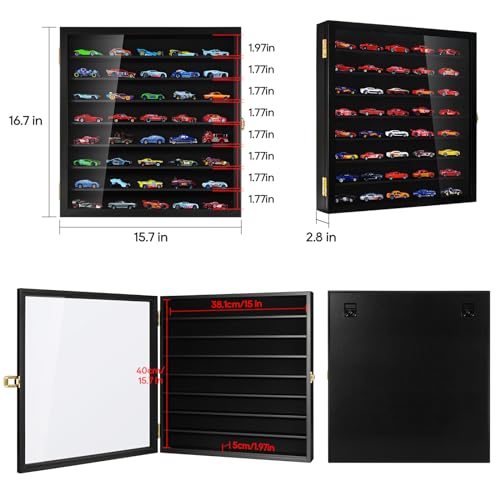 Image of TJ.MOREE Model Car Display Case 1 /64 Scale Diecast Wall-Mounted for Mini Toys and Small Wheels, Black