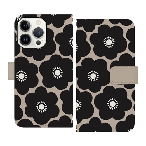 Advantage iPhone13pro iPhone 13 pro スマホケース 手帳型 iPhoneケース PUレザー デザイン 花柄 ブラック かわいい 可愛い 北欧