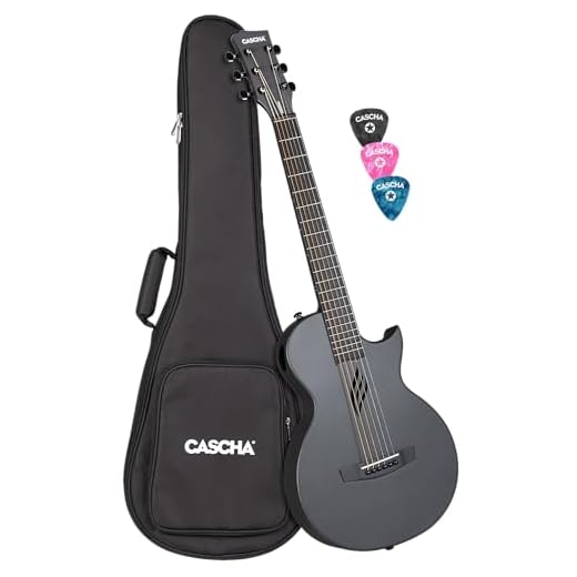 Cascha Guitarra acústica de fibra de carbono para principiantes, guitarra acústica para adultos, incluye funda, correa, paño de limpieza, púas y cuerdas de repuesto