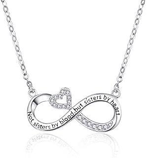 praymos Infinity Necklace for Women 925 Sterling Silver Zircon Heart/Opal/Tortoise Pendant Friendship Jewellery Sisters Birthday Gifts for Girls Best Friends