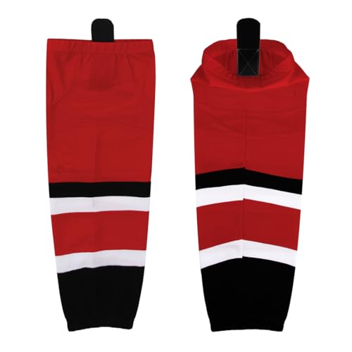 CHKEYS Hockey Sock Professional Ice Hockey Team Training Socks for Junior To Senior Youth Adult (ST19-Red L)